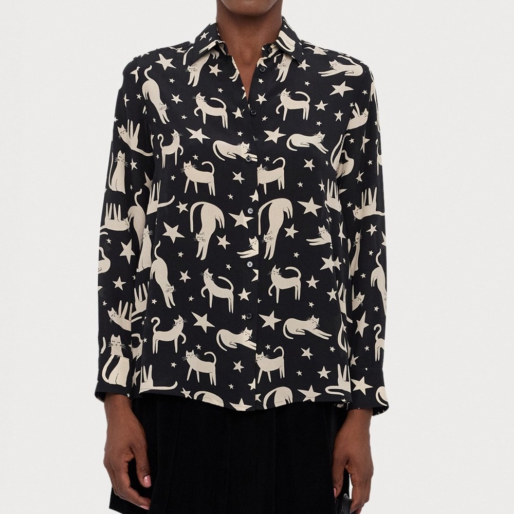 😻😻😻 WEEKEND MAX MARA TABELLA - BUTTON-DOWN SILK BLOUSE size 6 US/ 40 European - Picture 2 of 12